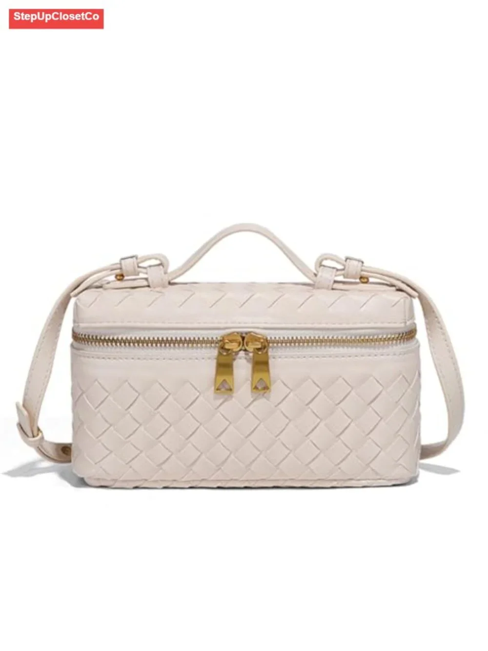 Womens Woven Leather Crossbody Bag Top Handle Handbag Satchel